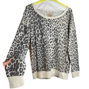 Chaser Cheetah Animal Print Long Sleeve Pullover Sweatshirt Women's Small